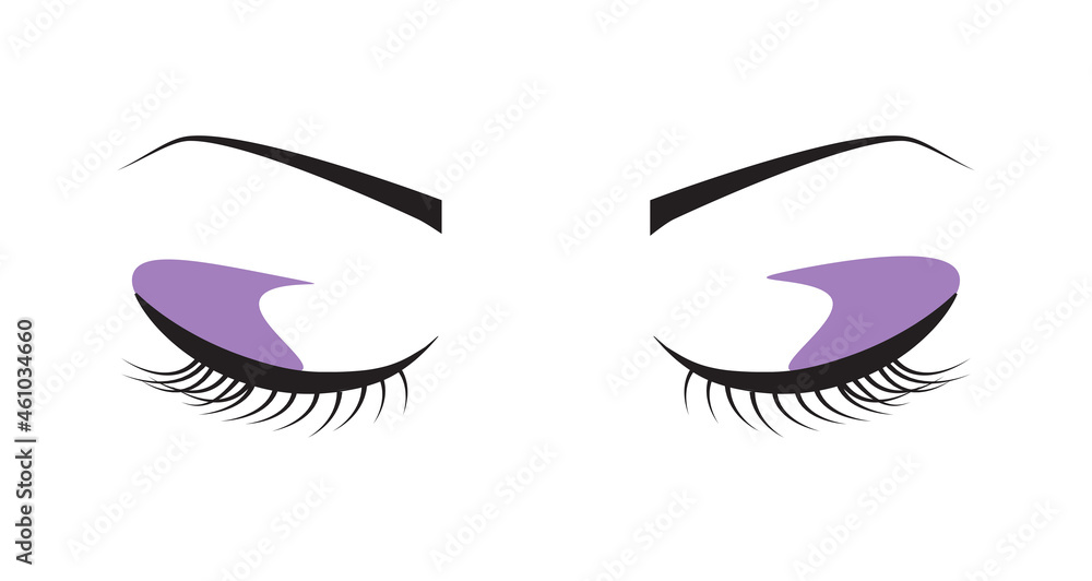 Woman's sexy eyelashes and eyebrows. Closed eyes with black eyelashes isolated on white background. Concept for t shirt, label and beauty salon. Creative art design, vector illustration Woman's sexy eyelashes and eyebrows. Closed eyes with black eyelashes isolated on white background. Concept for t shirt, label and beauty salon. Creative art design, vector illustration