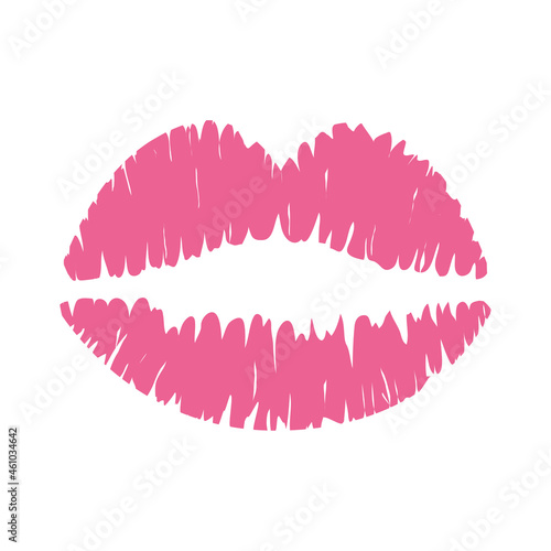 Lipstick kiss isolated on white background. Lipstick kiss for t shirt and label. Beauty concept  vector illustration