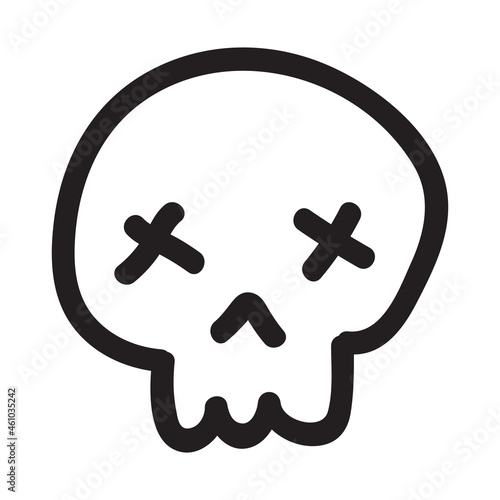 Hand drawn cartoon doodle skull. Funny cartoon skull isolated on white background.