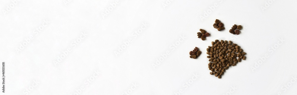 large banner with a paw of a cat, a dog from animal food on a white background large banner with a paw of a cat, a dog from animal food on a white background