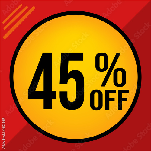 45 percent off. forty percent off. Red background.