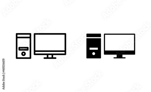 Computer icons set. computer monitor sign and symbol