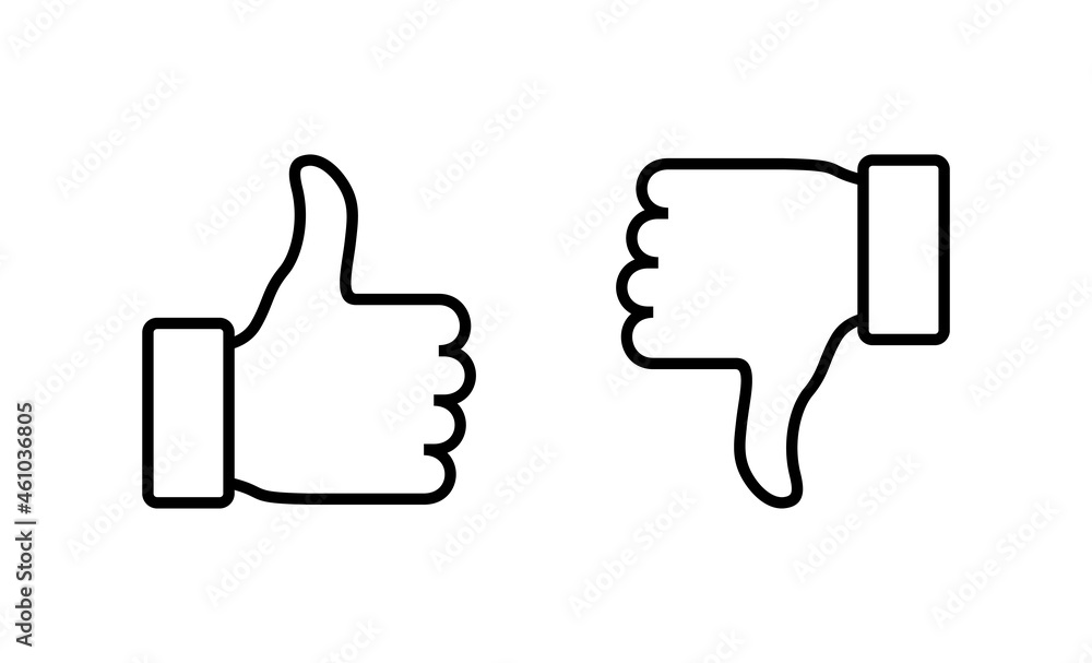 Like and dislike icons set. Thumbs up and thumbs down sign and symbol. Like and dislike icons set. Thumbs up and thumbs down sign and symbol.