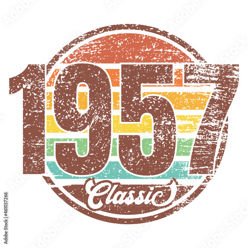 Classic 1957, Born in 1957 vintage birthday typography design for T-shirt