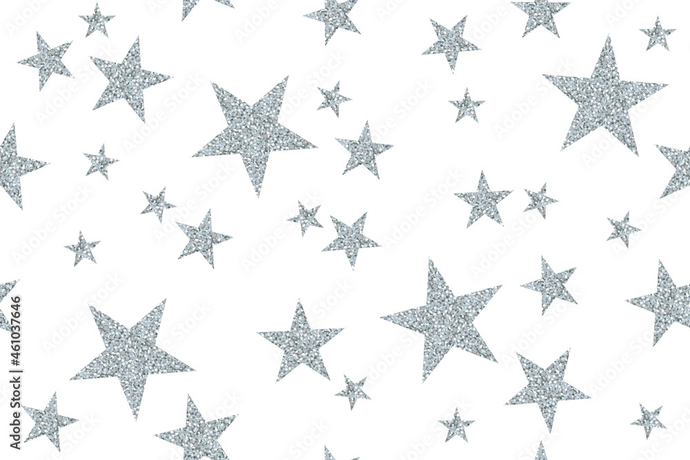 Silver stars on white background. Seamless pattern with starry ornament ...