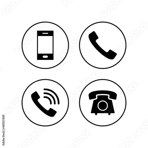 Phone icons set. Call sign and symbol. telephone symbol