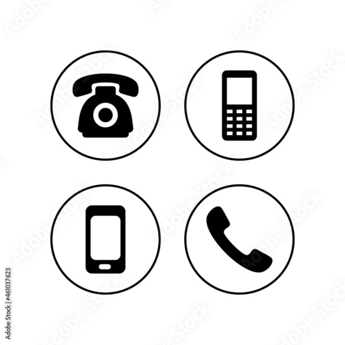 Phone icons set. Call sign and symbol. telephone symbol