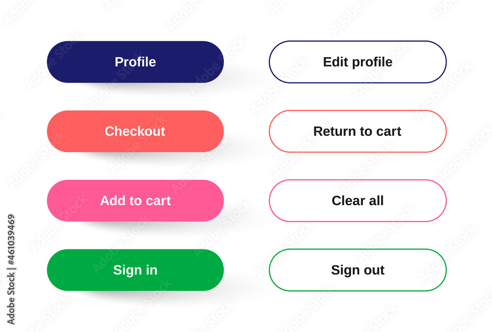 Set of Modern Gradient App, Website page or Game Buttons. Trendy gradient colors. Flat design. Set of Modern Gradient App, Website page or Game Buttons. Trendy gradient colors. Flat design.