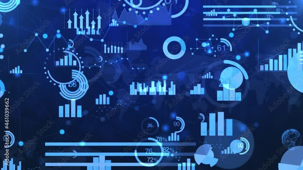 4K financial business chart with diagrams, stock numbers, profits and losses, bar graphs and pie charts slick a finance 3D animation Background. Business corporate Infographics. Graph, Diagram.