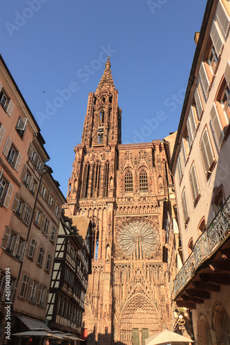 Straßburg; Münsterblick aus der Krämergass