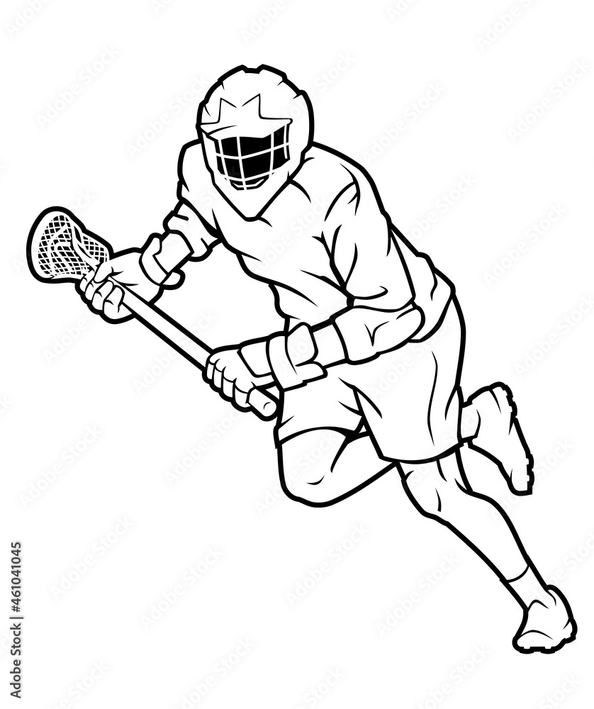 Lacrosse Team Player Line Art Illustration Lacrosse Team Player Line Art Illustration