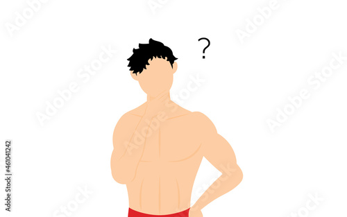 首をかしげて疑問を持つボディビルダーの男性