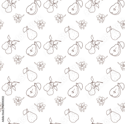 the pattern of silhouettes and pear blossoms