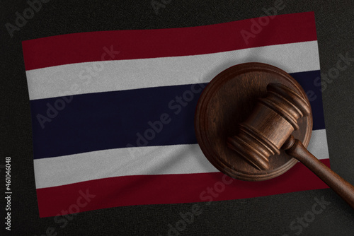 Konstfotografi Judges hammer and the flag of Thailand
