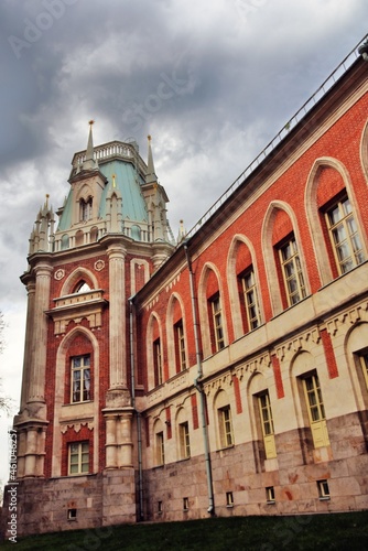 Architecture of Tsaritsyno park in Moscow. Popular landmark.