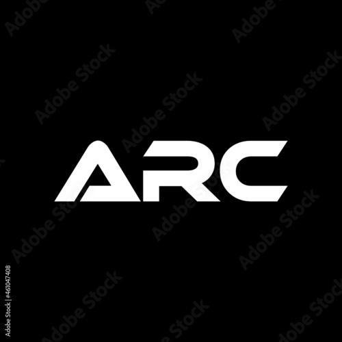 ARC letter logo design with black background in illustrator, vector logo modern alphabet font overlap style. calligraphy designs for logo, Poster, Invitation, etc.
