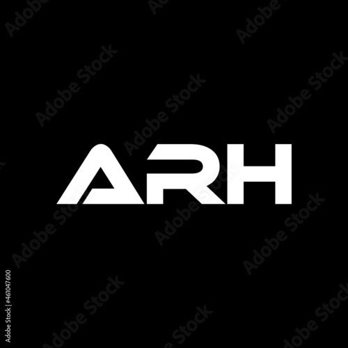 ARH letter logo design with black background in illustrator, vector logo modern alphabet font overlap style. calligraphy designs for logo, Poster, Invitation, etc.
