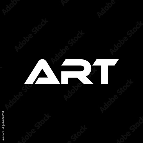 ART letter logo design with black background in illustrator, vector logo modern alphabet font overlap style. calligraphy designs for logo, Poster, Invitation, etc.