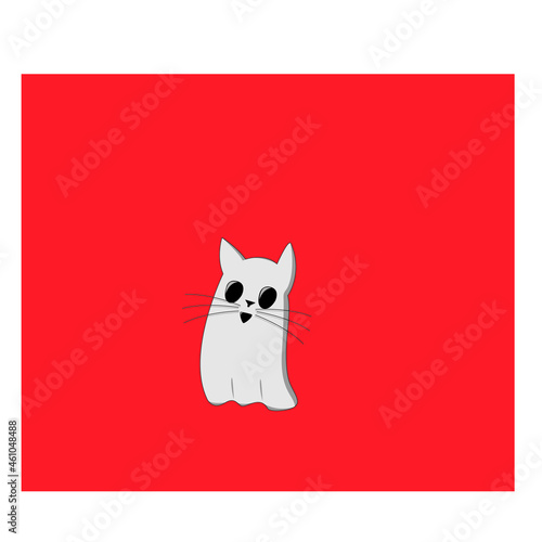 Cute ghost cat in Halloween theme. Spooky little kitty for halloween party. Vector illustration. © Vadim