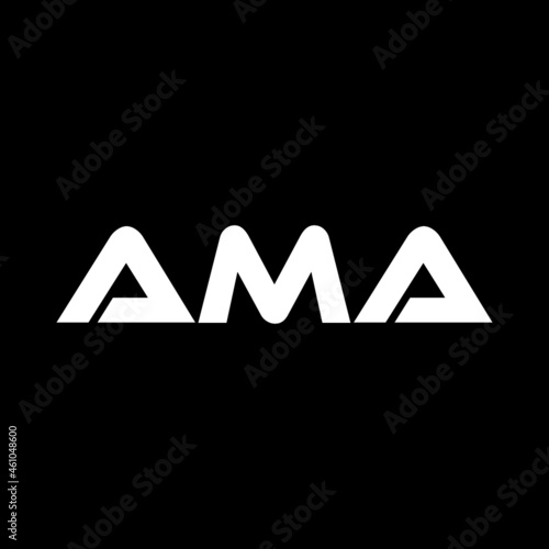 AMA letter logo design with black background in illustrator, vector logo modern alphabet font overlap style. calligraphy designs for logo, Poster, Invitation, etc. photo