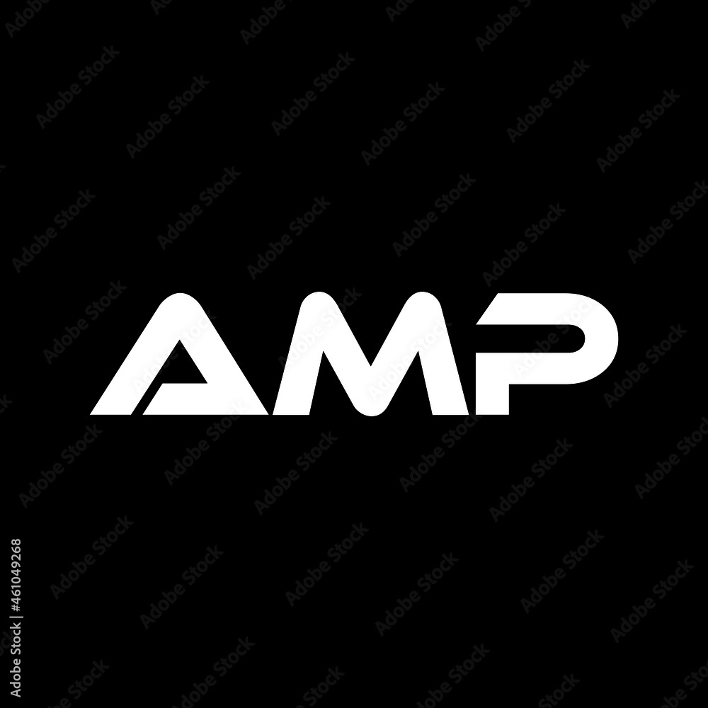 AMP letter logo design with black background in illustrator, vector logo modern alphabet font overlap style. calligraphy designs for logo, Poster, Invitation, etc.