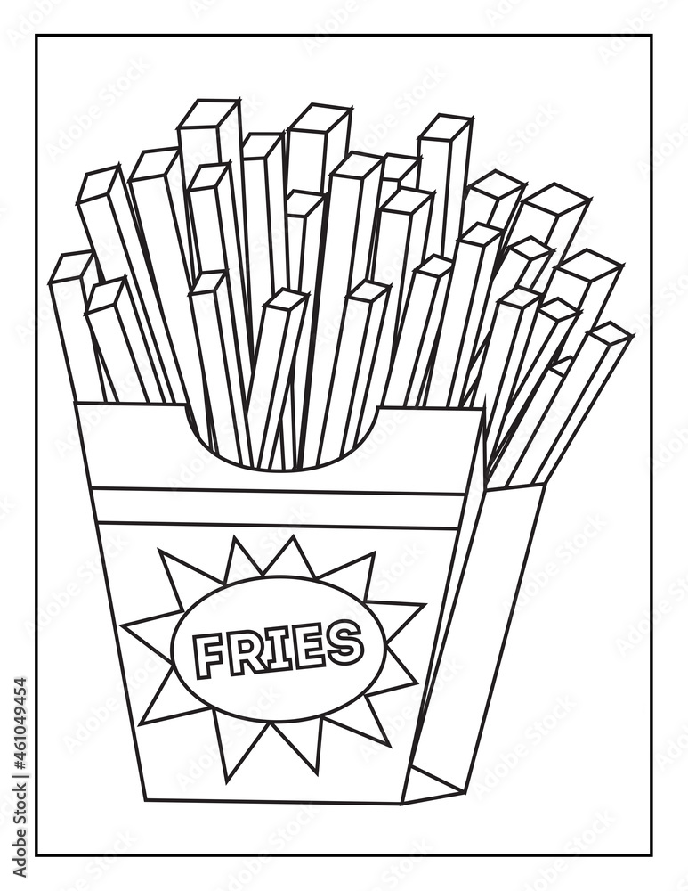 Coloring Book Pages for Kids. Coloring book for children. Foods.
