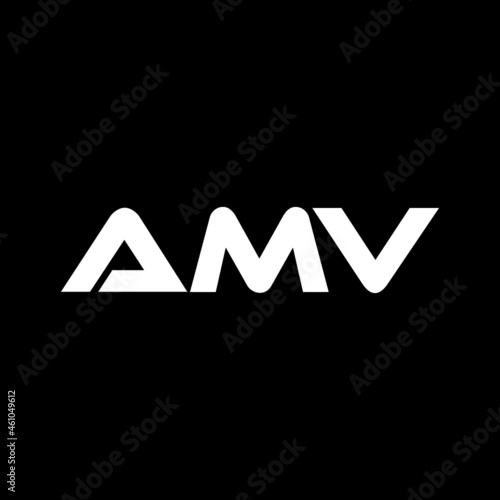 AMV letter logo design with black background in illustrator, vector logo modern alphabet font overlap style. calligraphy designs for logo, Poster, Invitation, etc.