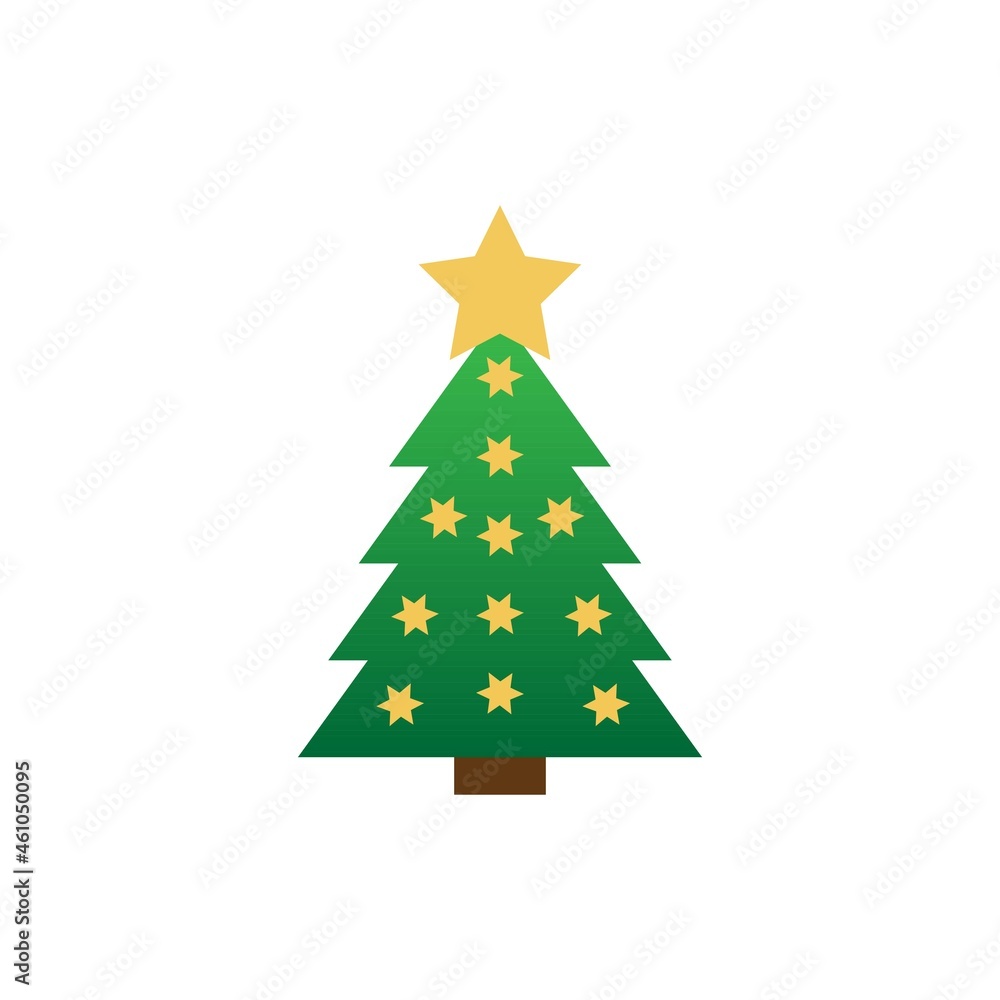 Beautiful elegant green Christmas tree. Bright garland. Vector illustration on a white background. Modern flat design. EPS 10 Beautiful elegant green Christmas tree. Bright garland. Vector illustration on a white background. Modern flat design. EPS 10