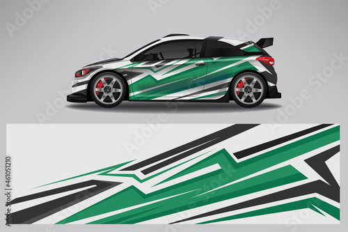 Wrap car vector design decal. Graphic abstract line racing background design for vehicle, race car, rally, adventure livery camouflage.