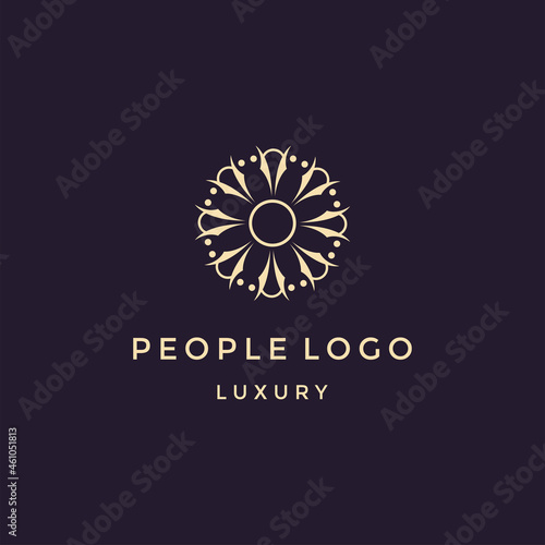 Creative people logo design template with circle