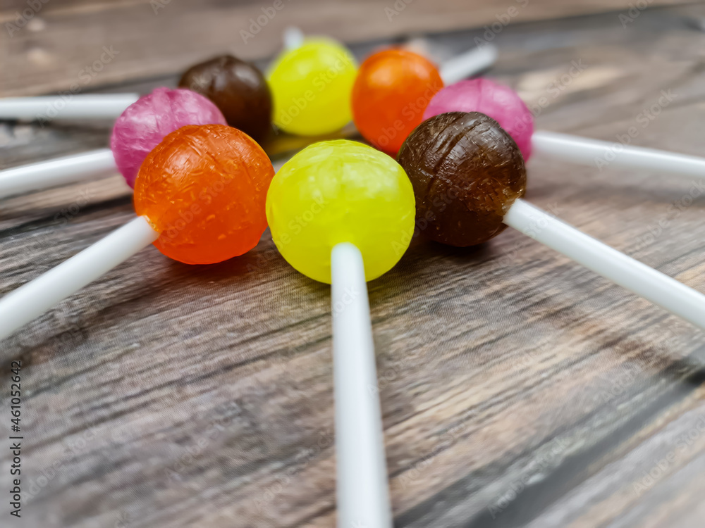 The Lollipops in the close-up. Candy caramel. The Lollipops in the close-up. Candy caramel.