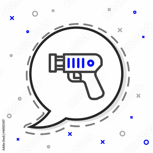 Line Police electric shocker icon isolated on white background. Shocker for protection. Taser is an electric weapon. Colorful outline concept. Vector