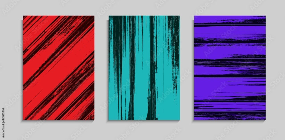 Set Of Colorful Grunge Stripes Lines Design In Black Background. Good For Banner, Poster, Frame Or Website