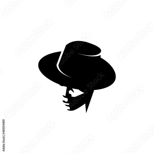 Silhouette Man With Hat Vector Character. Gentleman logo design. Vintage Boss, Detective, Mafia, Cowboy with Hat illustration