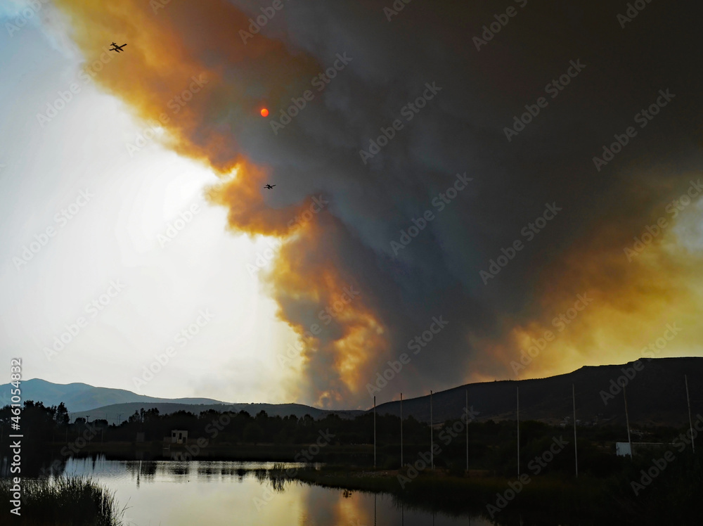 Two fire fighting planes fly into danger en route to tackle the Greek forest fires