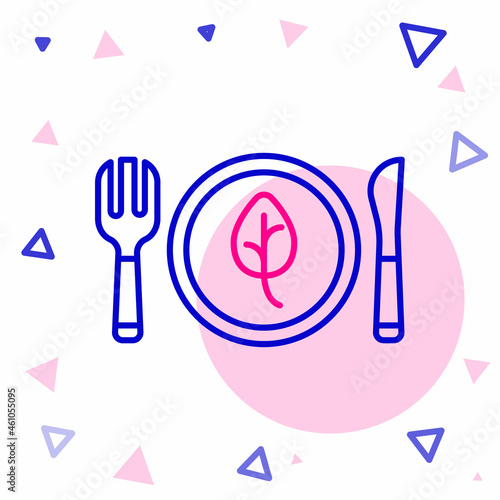 Line Vegan food diet icon isolated on white background. Organic, bio, eco symbol. Vegan, no meat, lactose free, healthy, fresh and nonviolent food. Colorful outline concept. Vector