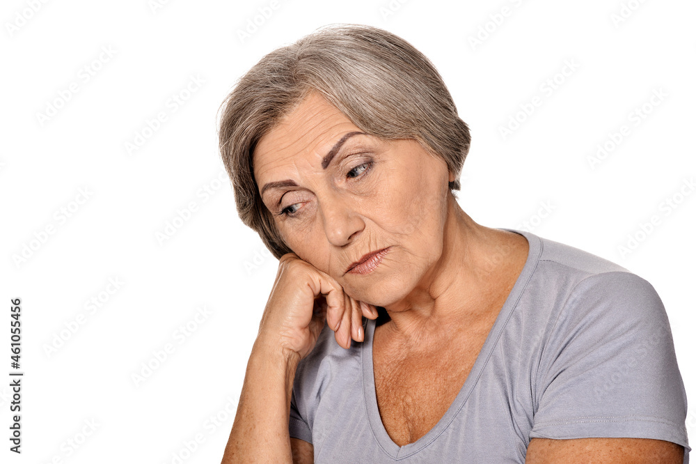 Portrait of sad senior woman posing isolated Portrait of sad senior woman posing isolated