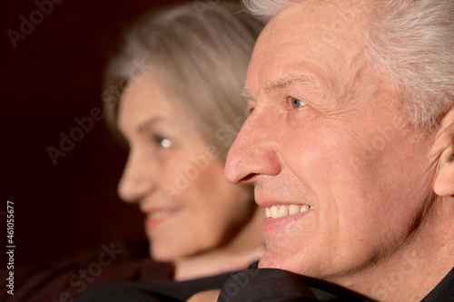 Portrait of happy beautiful senior couple posing at home
