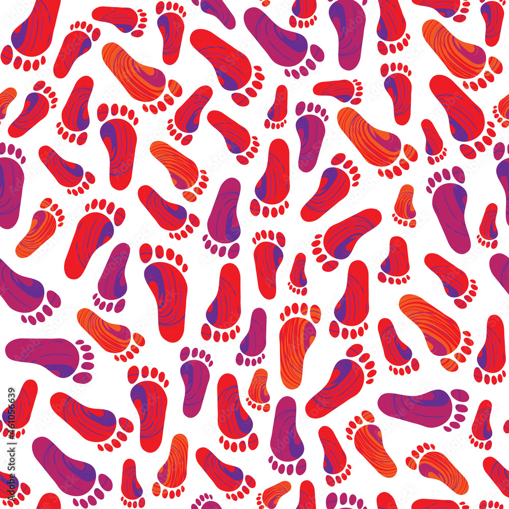 Colorful human paw print trails Colorful human paw print trails