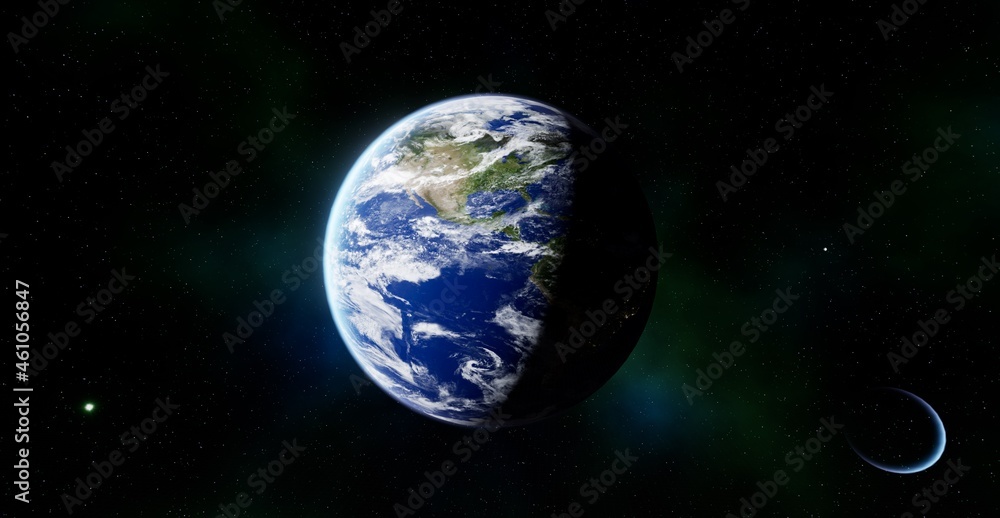 Universe planet, fantastic galaxy earth, 3d image, space