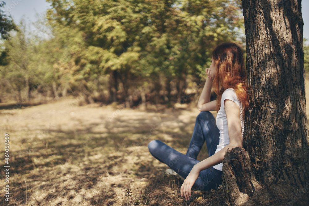 pretty woman rest in the countryside nature Lifestyle summer pretty woman rest in the countryside nature Lifestyle summer