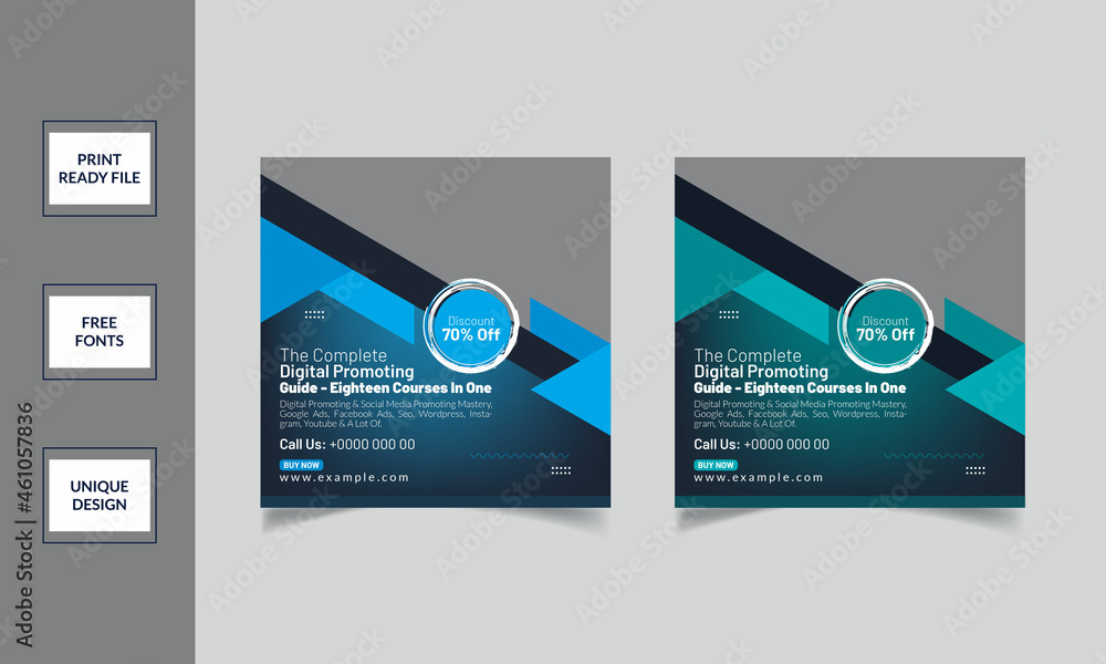 Fototapeta premium Online Learning Courses Banner Post Banner Template