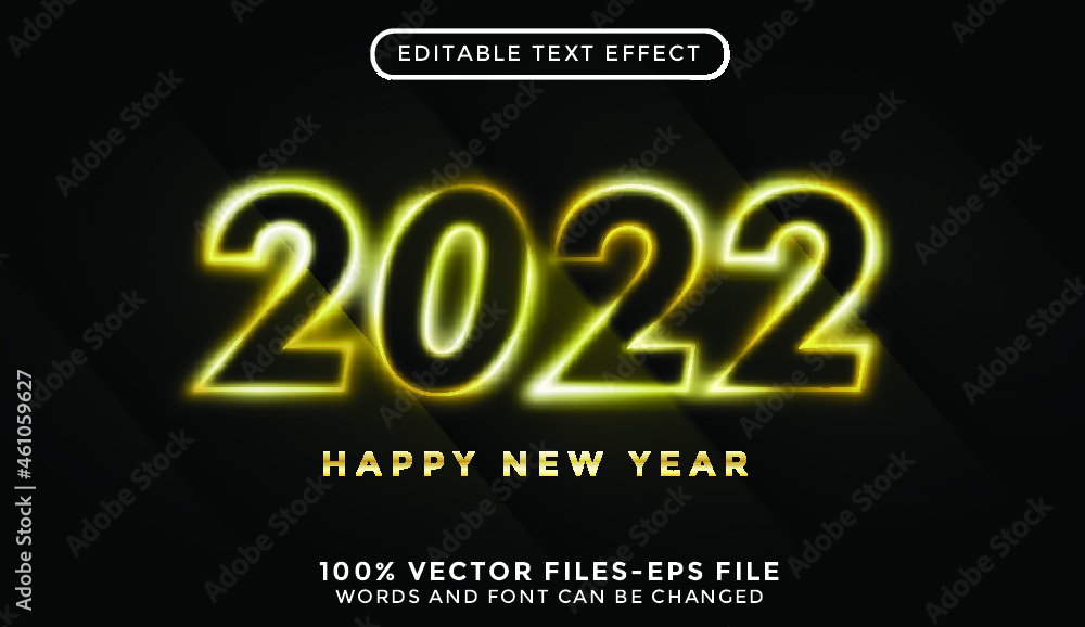 New Year text with golden texture. editable text effect premium vectors