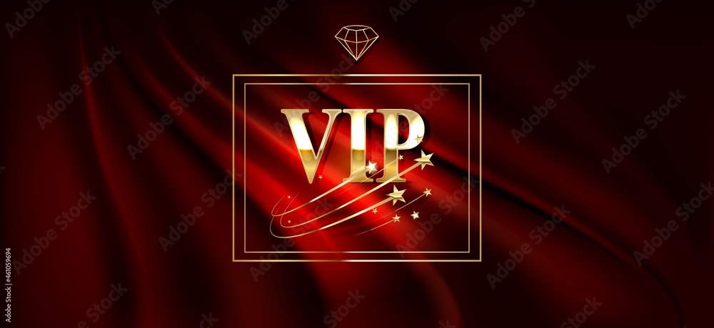 VIP event invitation realistic illustration. Festive red curtain vector ...
