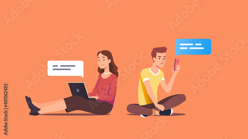 Couple using messenger application