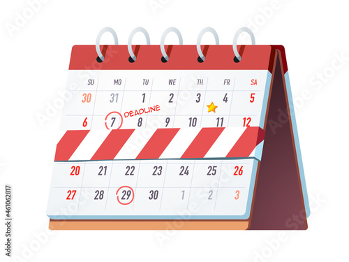 Calendar with big dead line sign