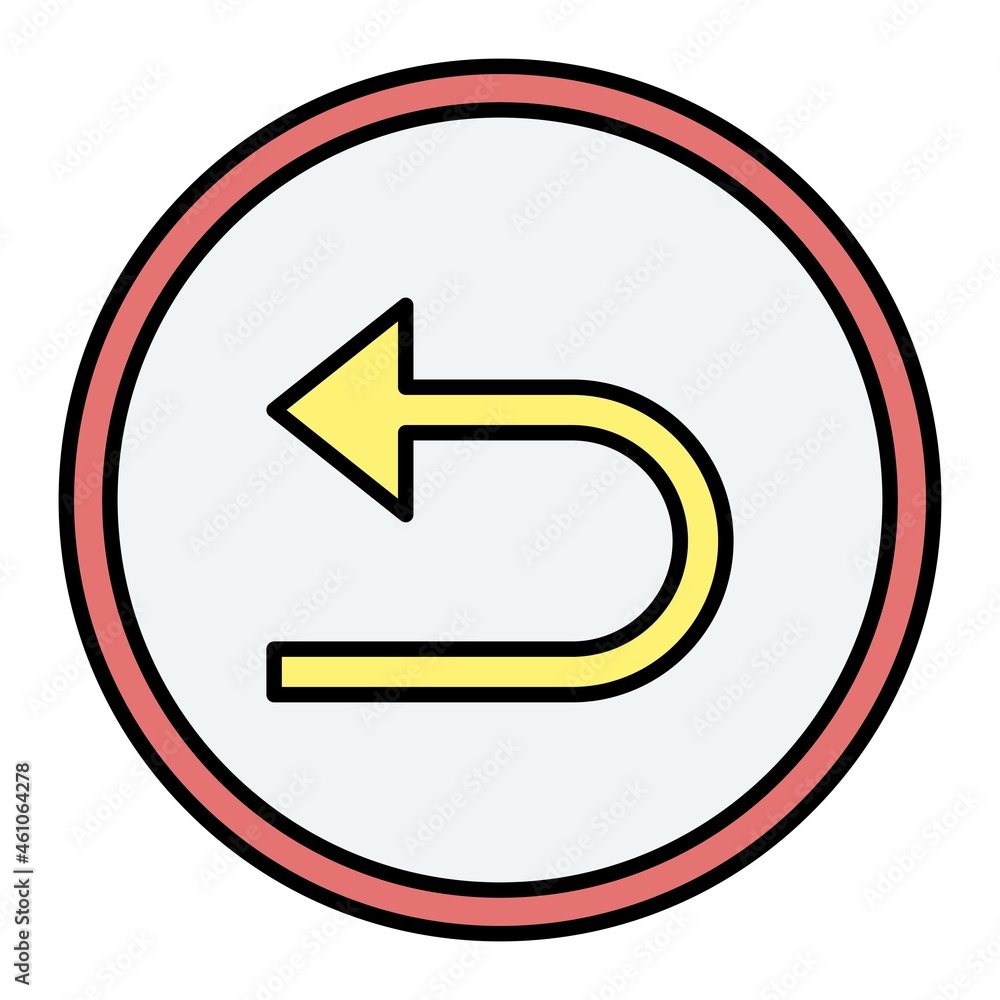 Vector Turn Left Filled Outline Icon Design Vector Turn Left Filled Outline Icon Design