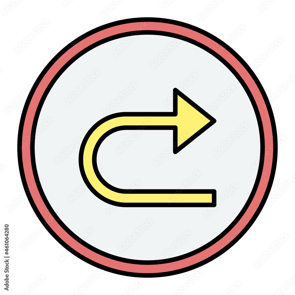 Vector Turn Right Filled Outline Icon Design Vector Turn Right Filled Outline Icon Design