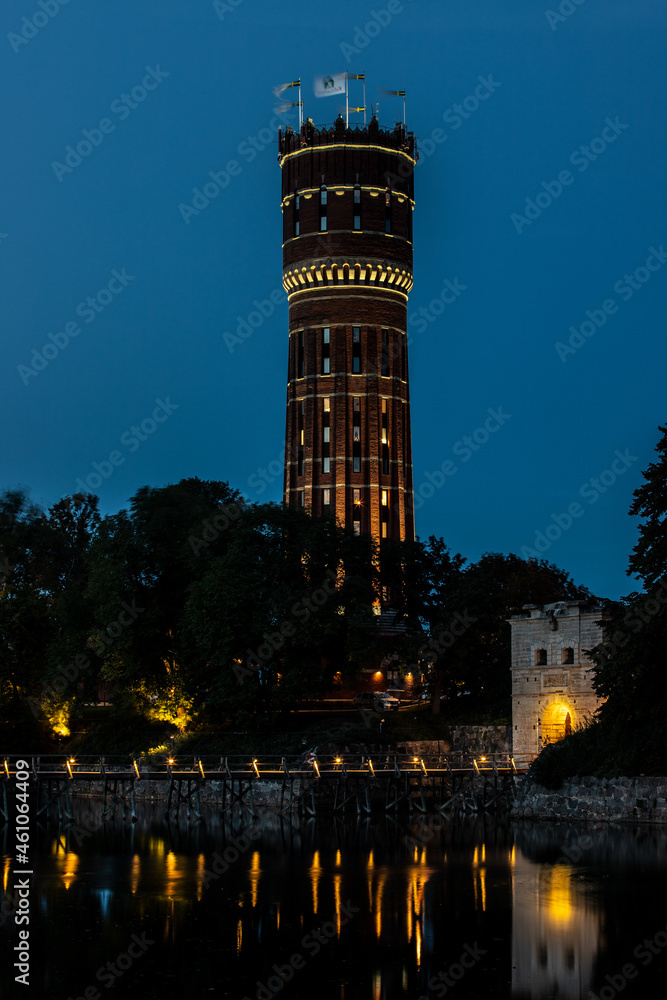 tower of Kalmar after sunset, Sweden