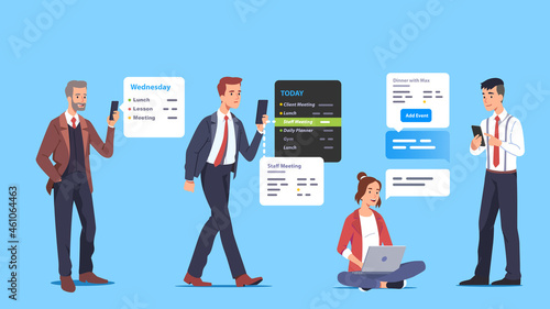 Business people scheduling tasks